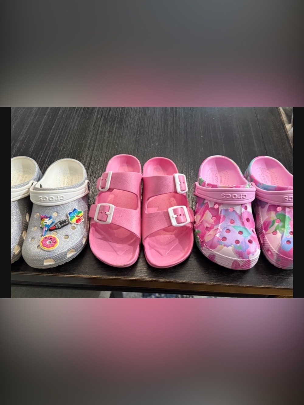 CROCS Kids Pink Double-Strap Slide Sandals